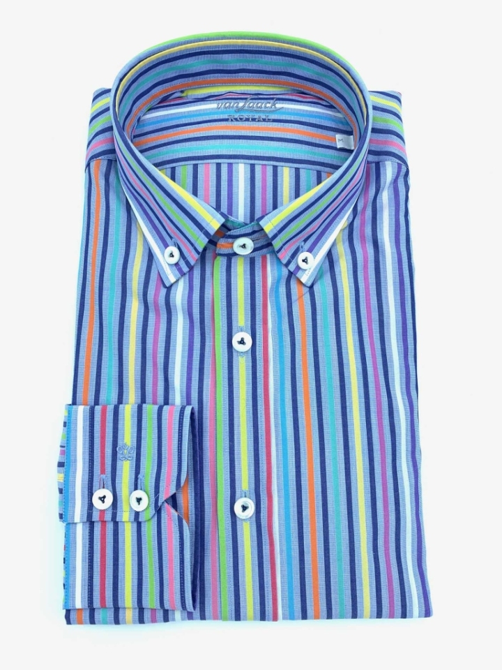 Van Laack Rainbow Stripe Slim Fit Cotton Dress Shirt