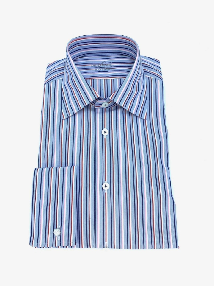 Van Laack French Cuff Multitrack Stripe Cotton Dress Shirt