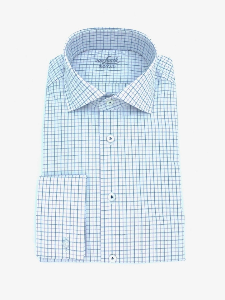 Van Laack French Cuff Tattersall Check Cotton Dress Shirt