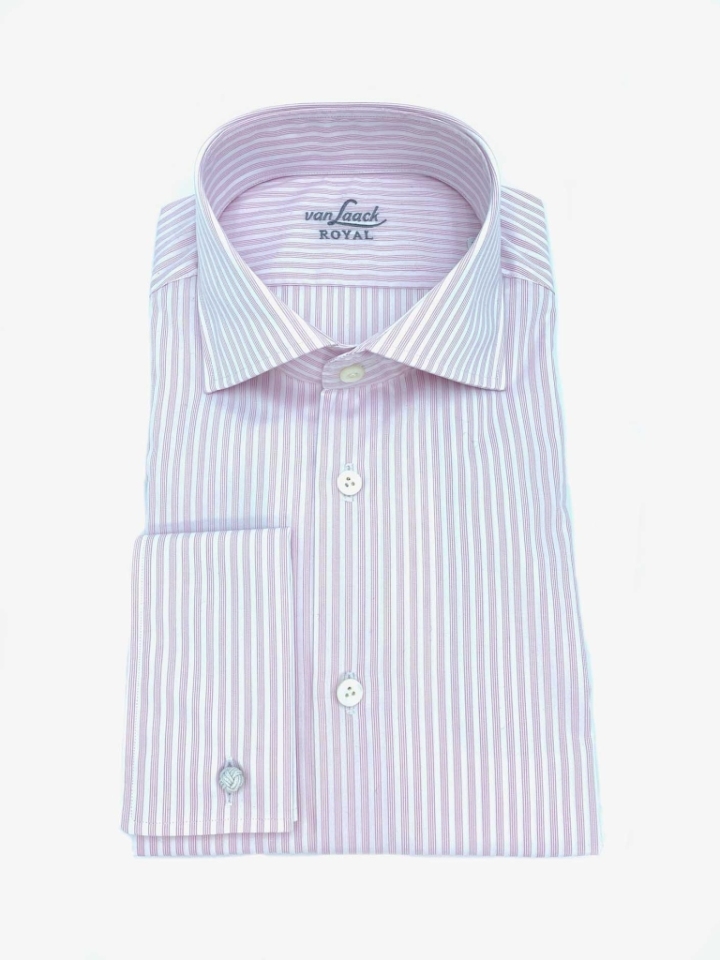 Van Laack French Cuff Quad Stripe Cotton Dress Shirt