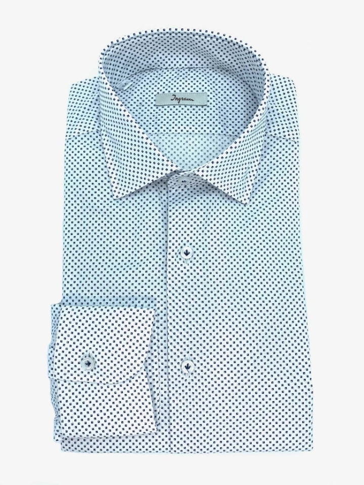 Ingram White Polka Square Cotton Shirt