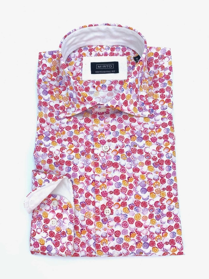 Mirto Pink Sand Dollar Print Cotton Shirt
