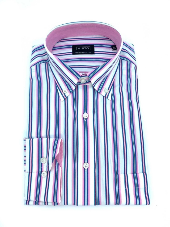 Mirto Shadow Stripe Regular Fit Cotton Dress Shirt