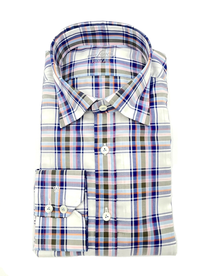Van Laack Purple Plaid Cotton Shirt