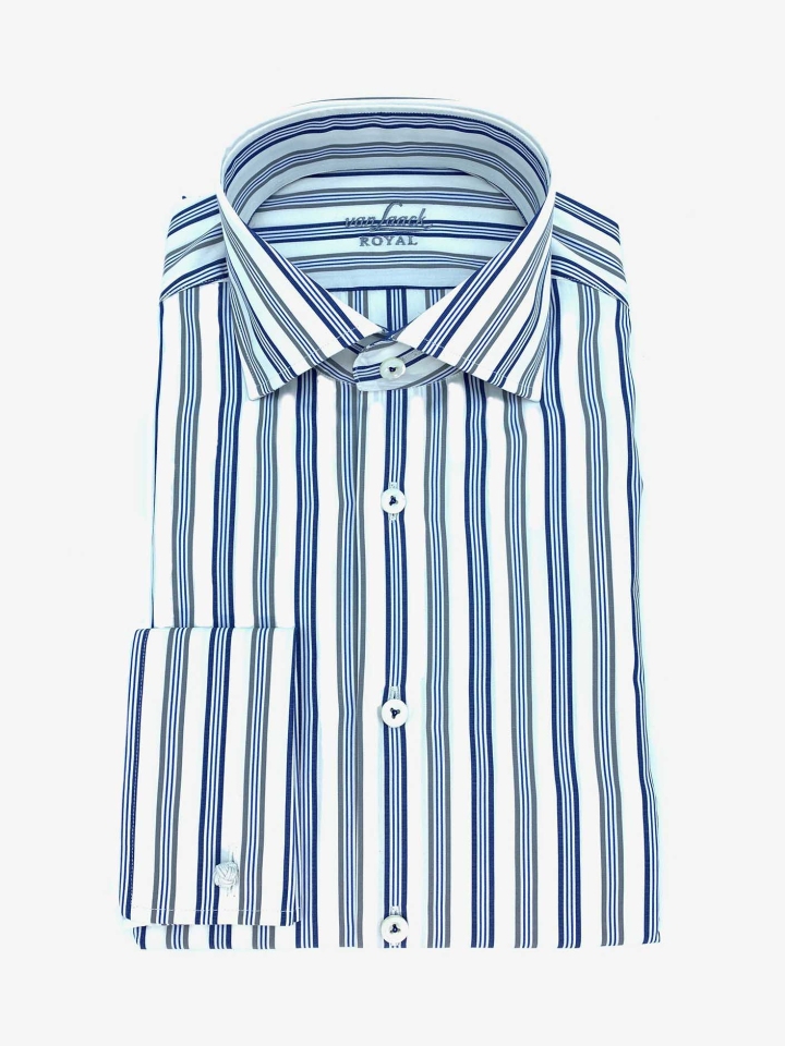 Van Laack French Cuff Shadow Stripe Cotton Shirt
