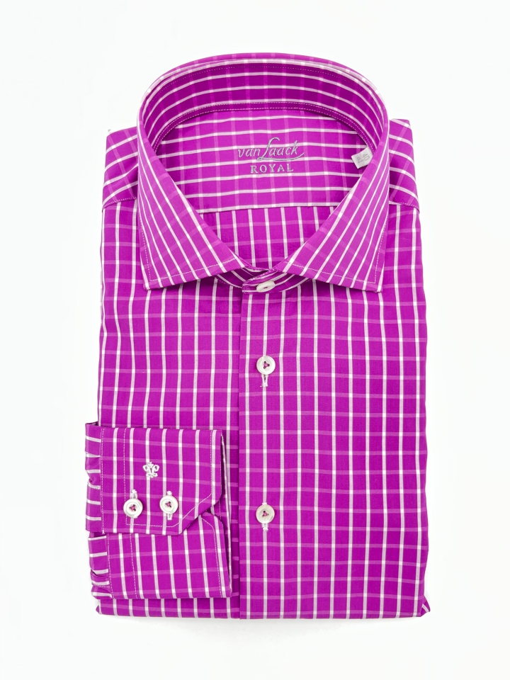 Van Laack Gingham Check Cotton Dress Shirt