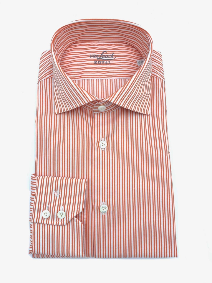 Van Laack Orange Double Stripe Cotton Dress Shirt