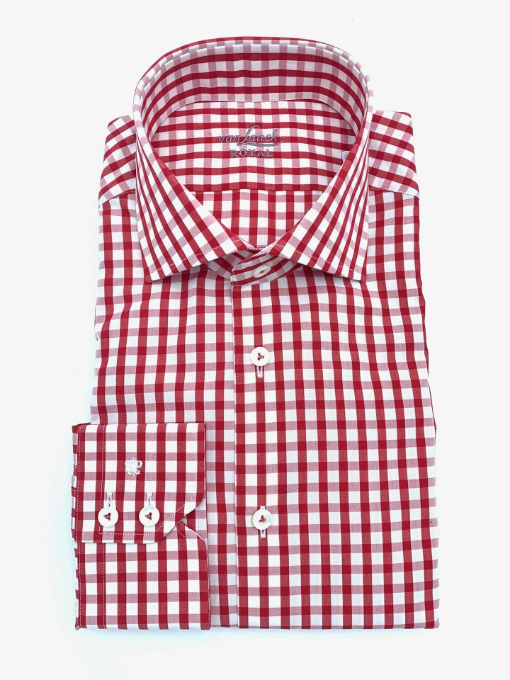Van Laack Red Gingham Check Cotton Shirt
