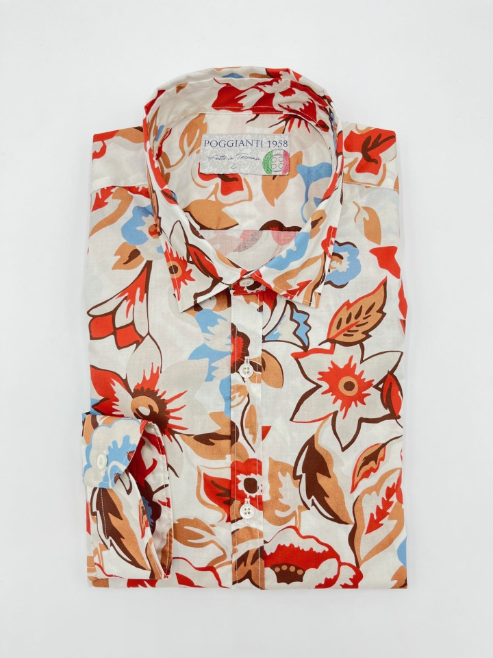 Poggianti Floral Print Cotton Shirt