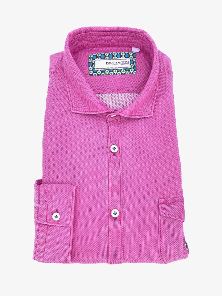 Poggianti Garment-Dyed Textured Cotton Shirt