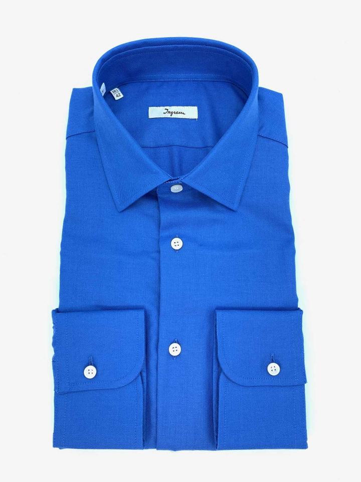 Ingram Royal Blue Twill Weave Cotton Dress Shirt