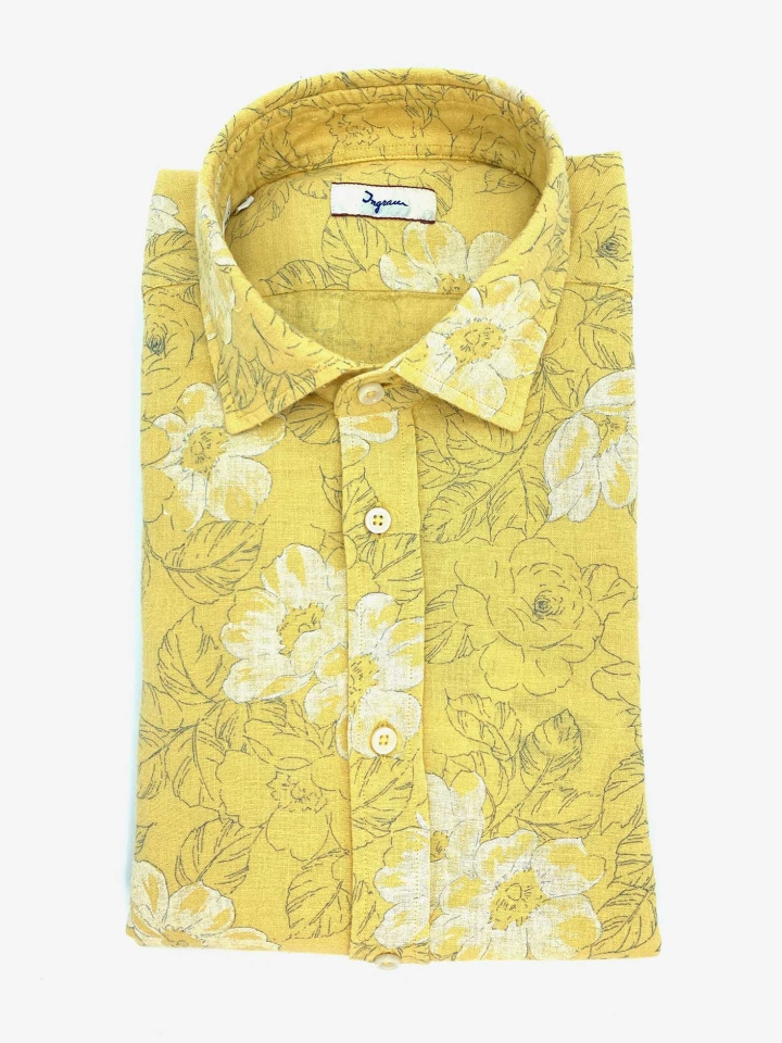 Ingram Floral Print Linen/Cotton Shirt