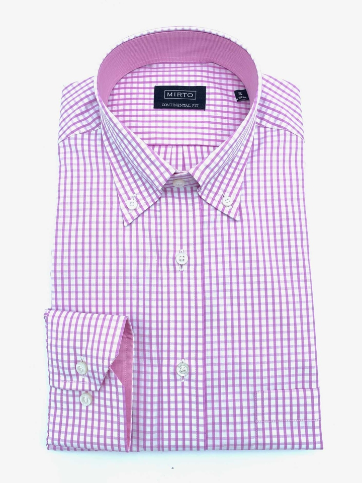 Mirto Pink Mini-Check Cotton Shirt