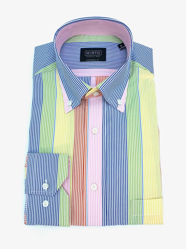 Mirto Rainbow Stripe Cotton Shirt
