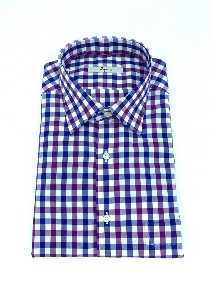 Ingram Purple Checkerboard Cotton Shirt