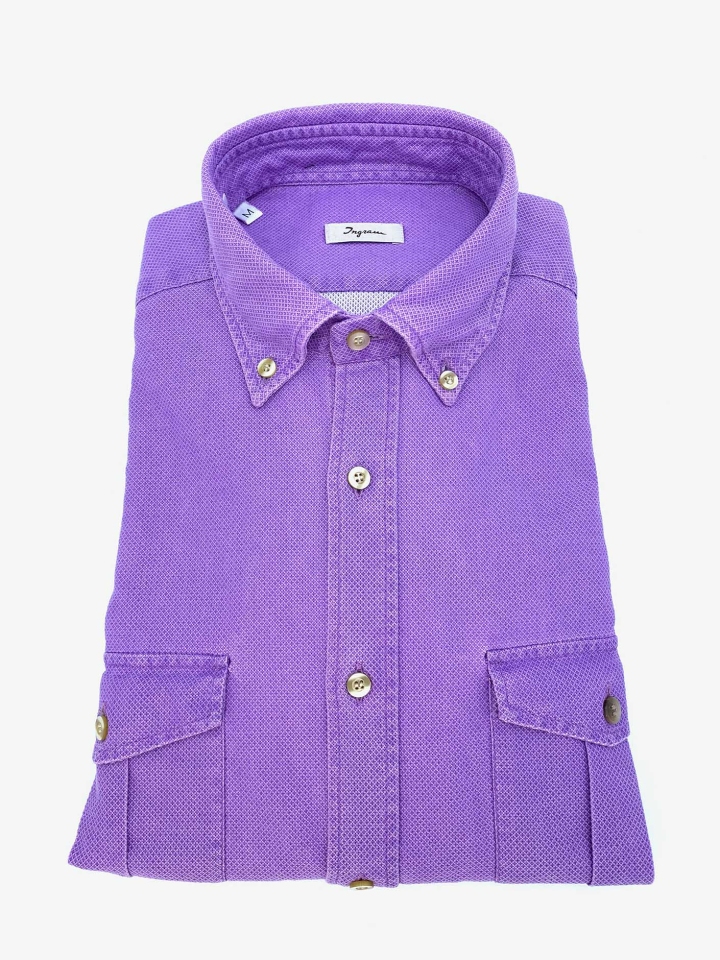Ingram Purple Diamond Weave Cotton Shirt