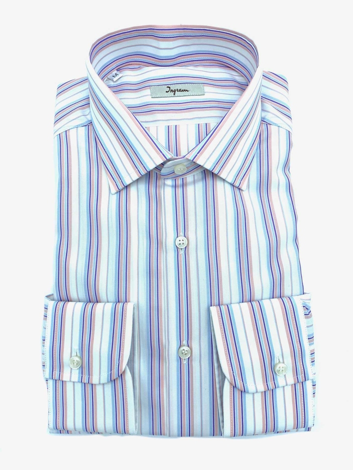 Ingram Purple Multitrack Stripe Cotton Dress Shirt
