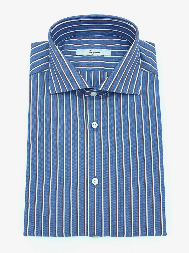Ingram Blue Shadow Stripe Cotton Dress Shirt