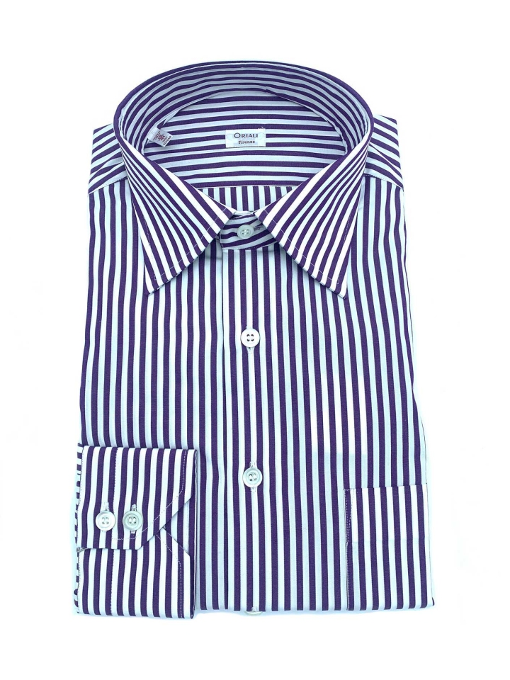 Oriali Candy Stripe Cotton Dress Shirt
