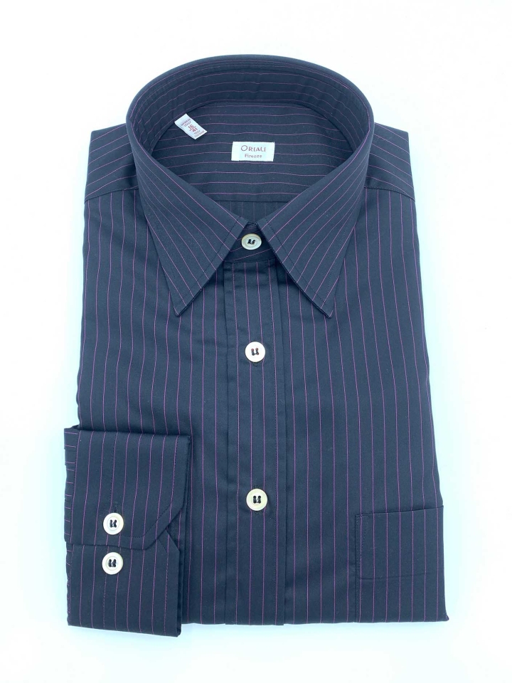 Oriali Hairline Stripe Cotton Dress Shirt