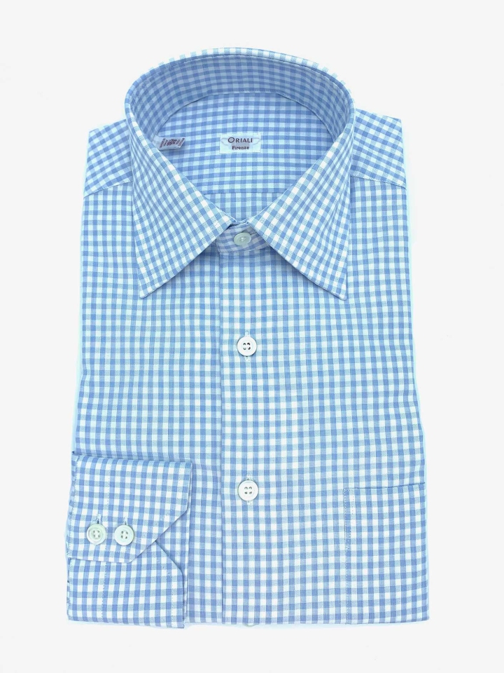 Oriali Mini Check Cotton Dress Shirt
