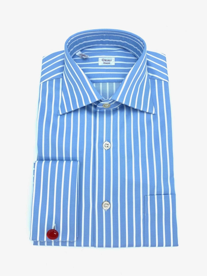 Oriali French Cuff Stripe Cotton Dress Shirt