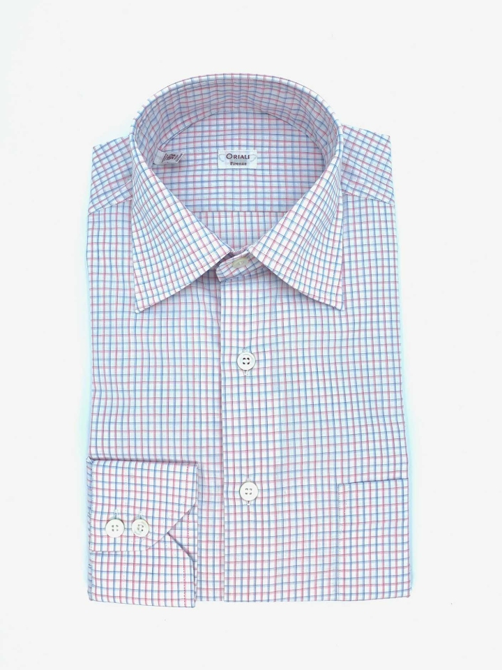 Oriali Tattersall Check Cotton Dress Shirt