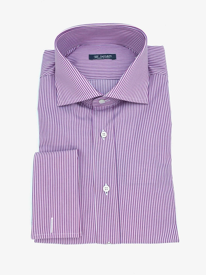 Taccaliti French Cuff Stripe Cotton Dress Shirt