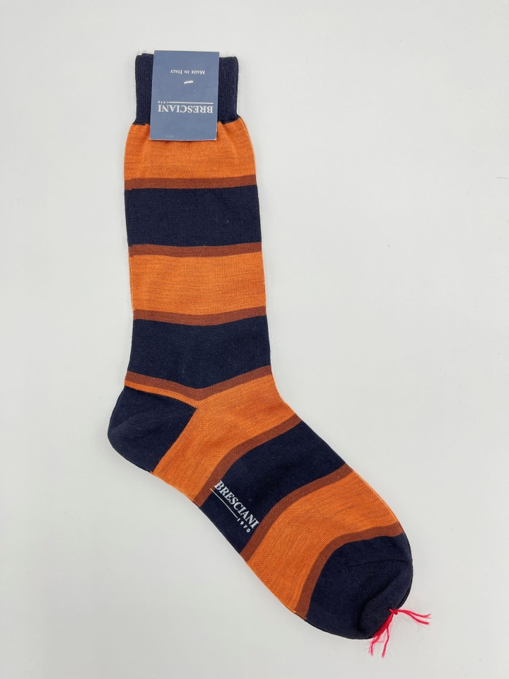 Bresciani Thick Stripe Wool/Cotton Socks