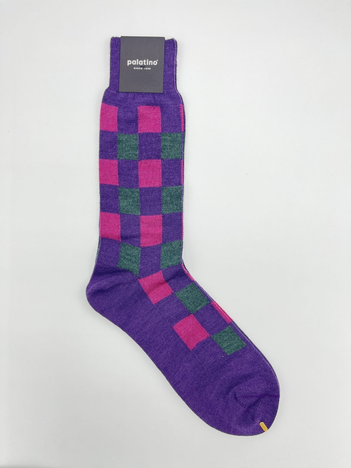 Palatino Check Extrafine Merino Wool Socks