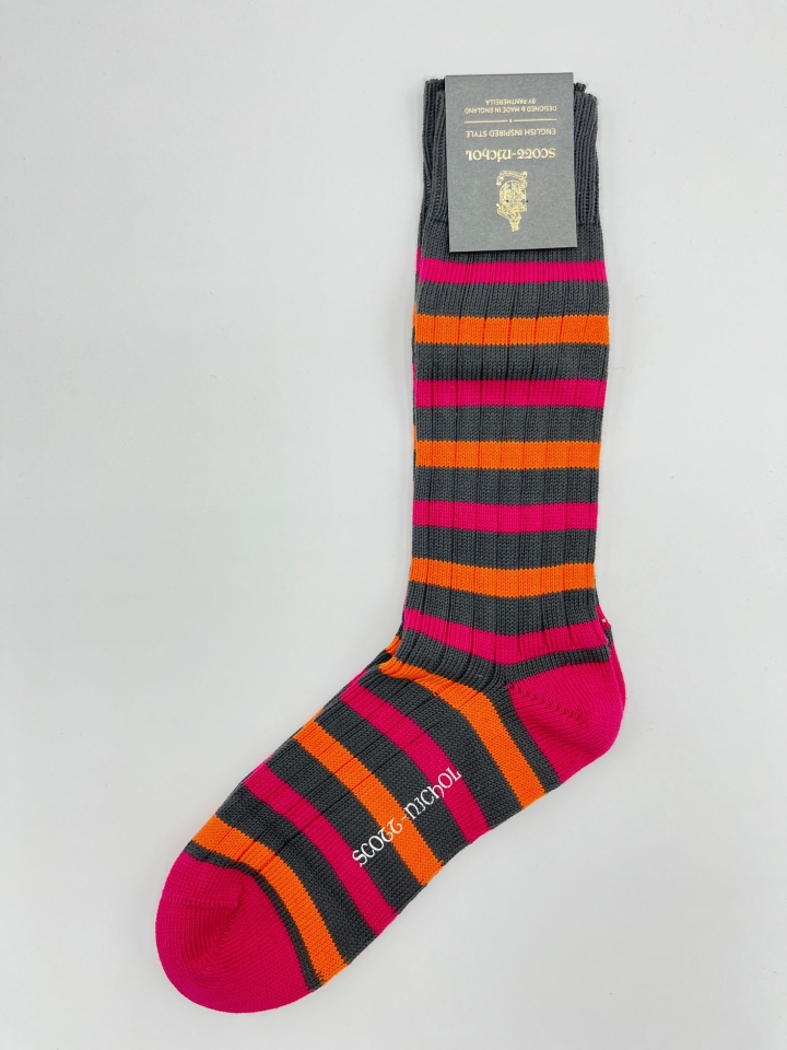 Scott-Nichol Three-Tone Stripe Cotton Socks