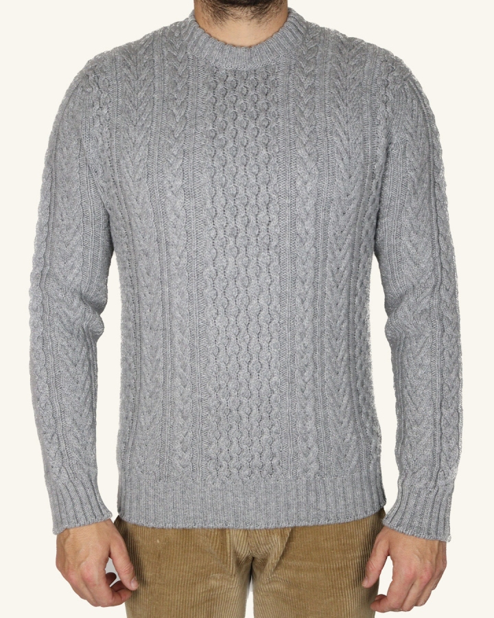 Johnstons of Elgin Arran Cable Round Neck Knitted Cashmere Sweater