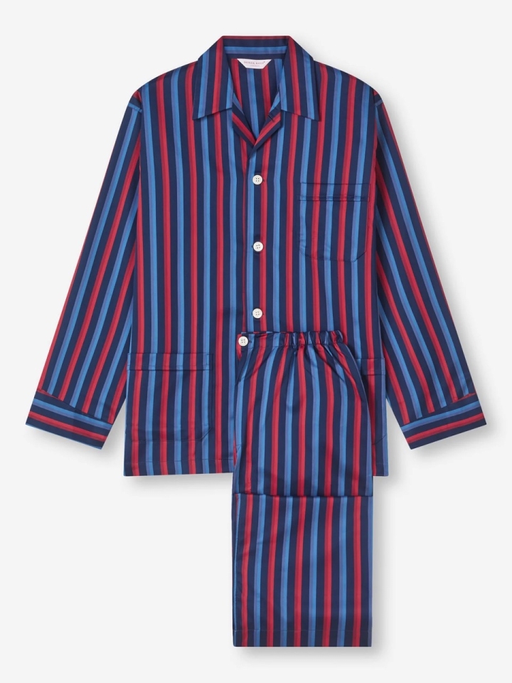 DEREK ROSE Bullock & Jones Men’s Striped factory Pajama Shirt Size XL Night 100% Cotton