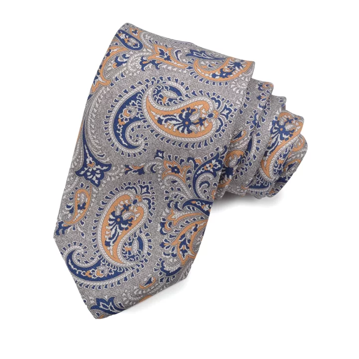 Dion Grey Panama Teardrop Paisley Silk Tie