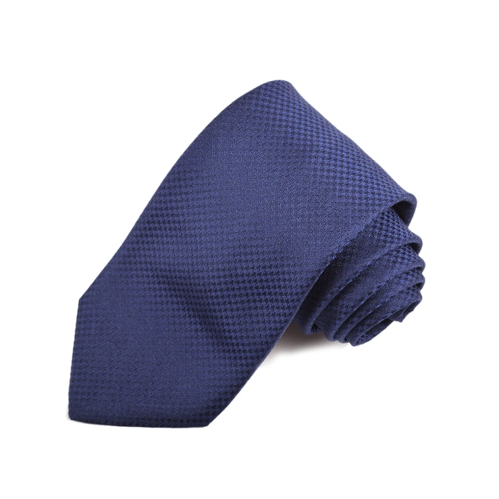 Dion Woven Jacquard Navy Houndstooth Silk Tie