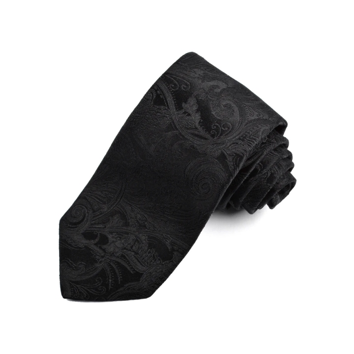 Dion Woven Jacquard Black Paisley Silk Tie