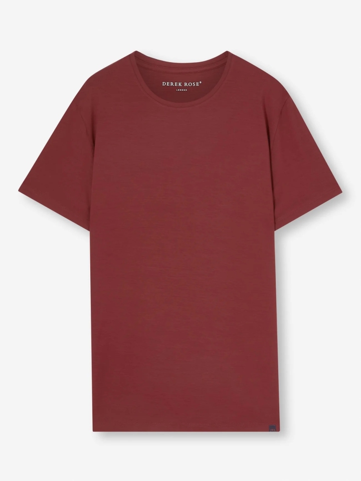 Derek Rose Micro Modal Stretch T-Shirt - Burgundy, M