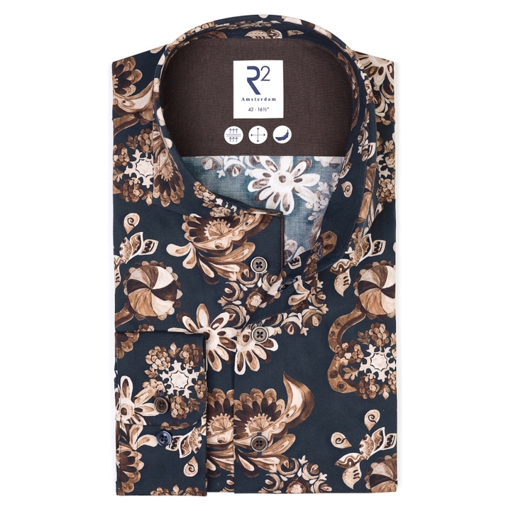 R2 Floral Tailored Fit Cotton Shirt