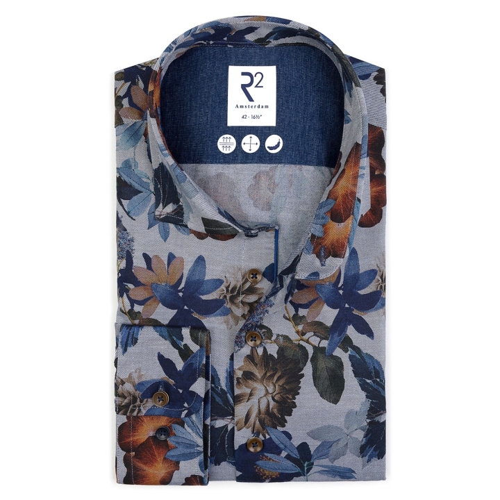 R2 Floral Tailored Fit Cotton Shirt