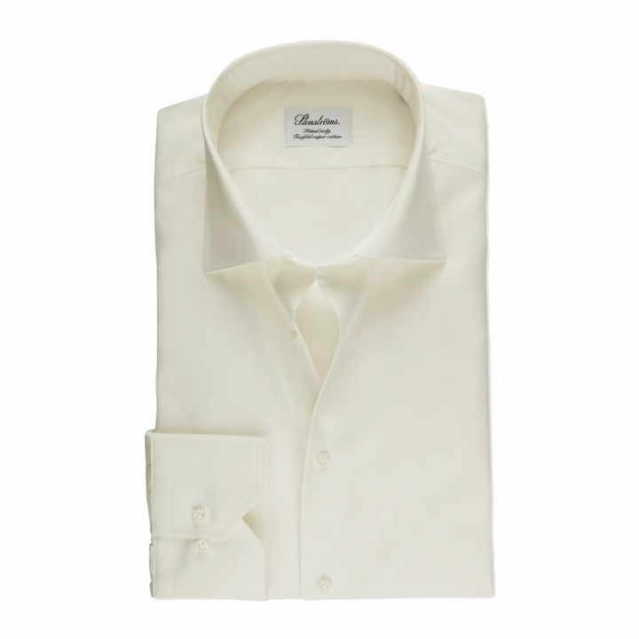 Stenstroms Ecru Twill Fitted Body Cotton Dress Shirt