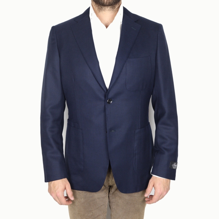 Belvest Unlined Navy Wool Travel Blazer