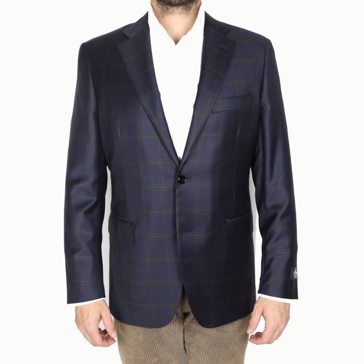Belvest Navy Plaid Wool Jacket