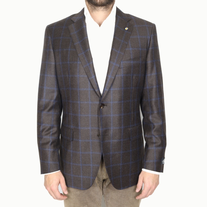 Belvest Textured Wool Windowpane Jacket