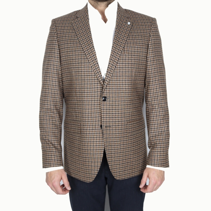 Mirto Brown Check Wool Sports Jacket