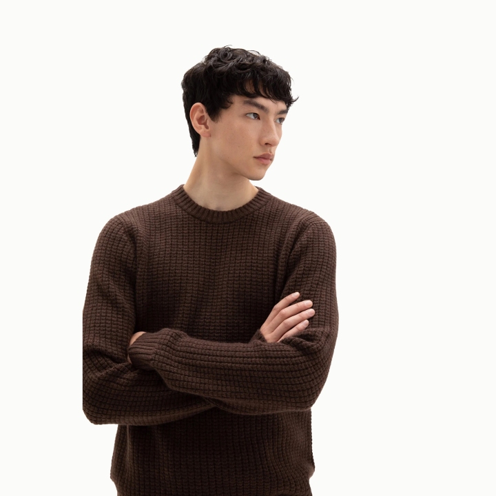 Johnstons of Elgin Knitted Round Neck Waffle Cashmere Sweater