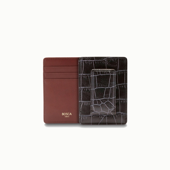 Bosca Vintage Crocco Front Pocket Wallet with Magnetic Money Clip