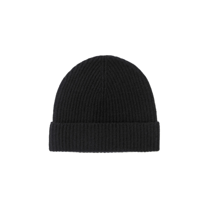 Johnstons of Elgin Black Ribbed Cashmere Beanie