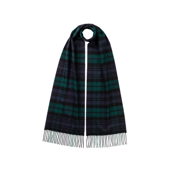 Johnstons of Elgin Black Watch Tartan Cashmere Scarf
