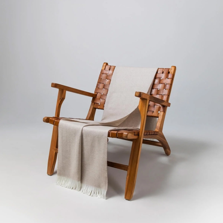 Johnstons of Elgin Fawn Herringbone Merino Throw