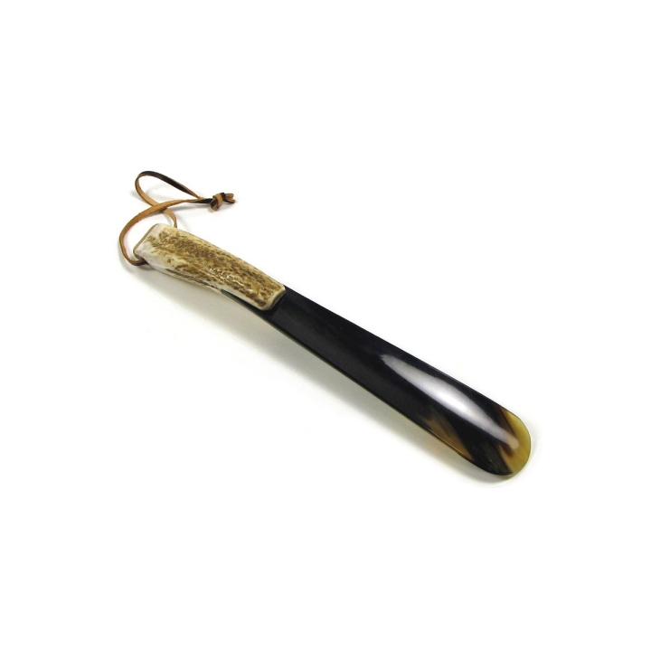 AbbeyHorn Ox Horn Shoehorn with Antler Handle 11"